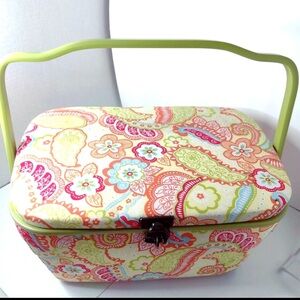 Floral Patterned Sewing Basket with Handle